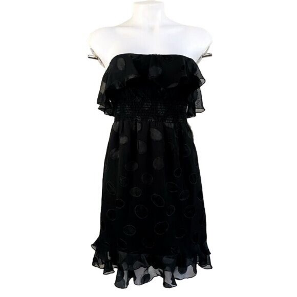 Johnny Martin Black Mini Polka Dot Strapless Short Dress NWT Size M - Picture 1 of 10